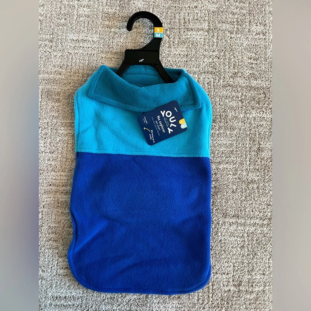 NWT - YOULY - Fleece Pet Coat - S/M - Teal and Blue